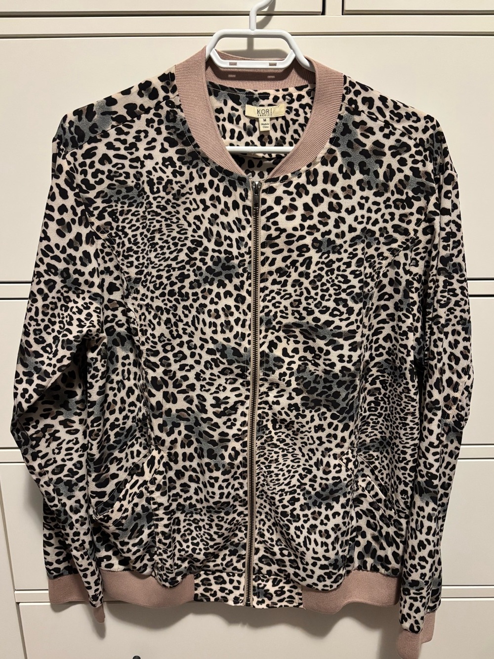 Kori America - Lightweight Leopard Print Bomber Style Jacket